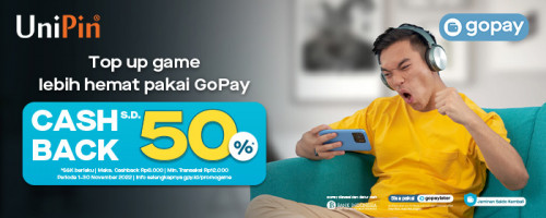 November – Top up Game di UniPin Pakai GoPay Cashback 50%!